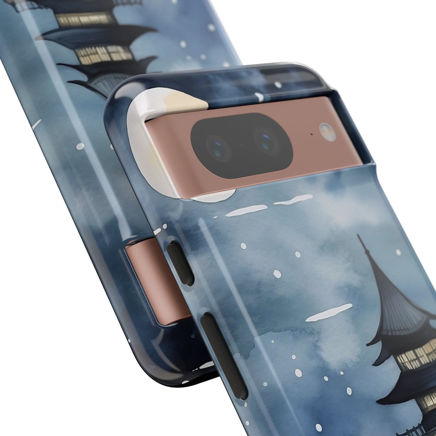Winter Themed Phone Case, Night Sky Cell Phone Cover, Cozy Snowy Scene, Gift for Nature Lovers, Customizable Case