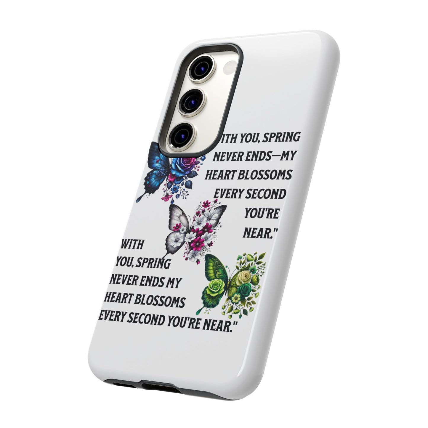 Floral Phone Case for Spring Lovers, Tough Cases, Inspirational Gift, Mother's Day Present, Floral Art Case, Butterfly Decor