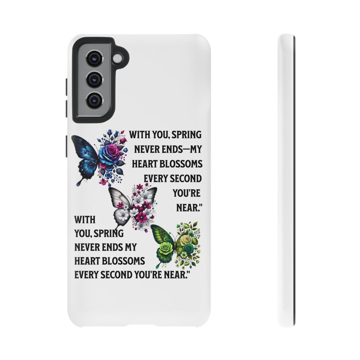 Floral Phone Case for Spring Lovers, Tough Cases, Inspirational Gift, Mother's Day Present, Floral Art Case, Butterfly Decor