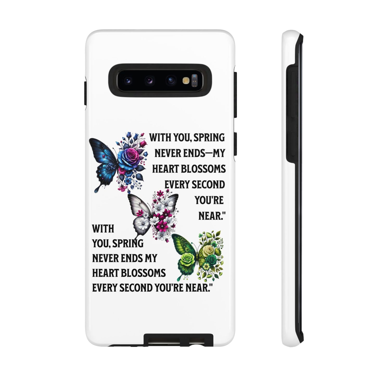 Floral Phone Case for Spring Lovers, Tough Cases, Inspirational Gift, Mother's Day Present, Floral Art Case, Butterfly Decor