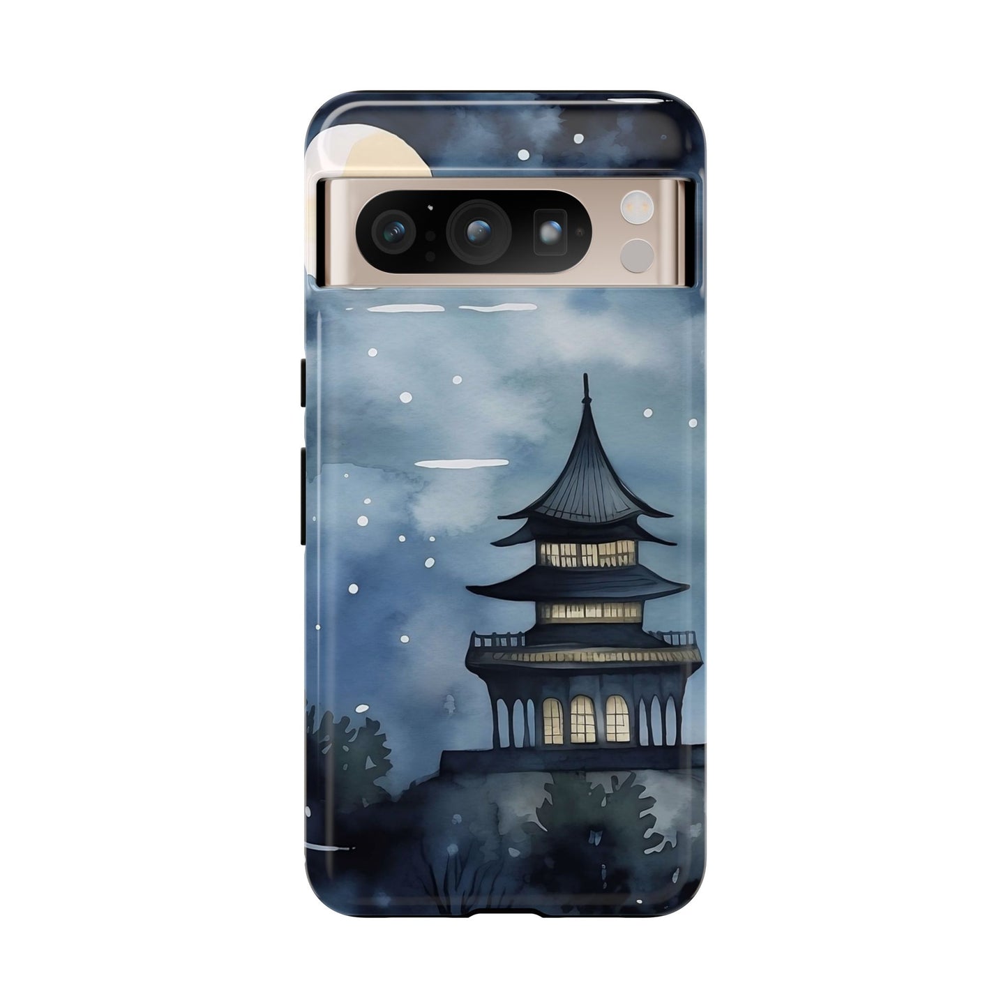 Winter Themed Phone Case, Night Sky Cell Phone Cover, Cozy Snowy Scene, Gift for Nature Lovers, Customizable Case