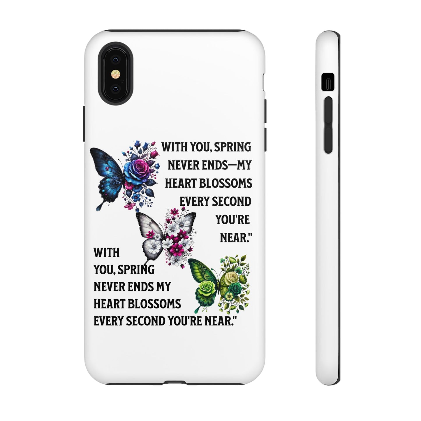 Floral Phone Case for Spring Lovers, Tough Cases, Inspirational Gift, Mother's Day Present, Floral Art Case, Butterfly Decor