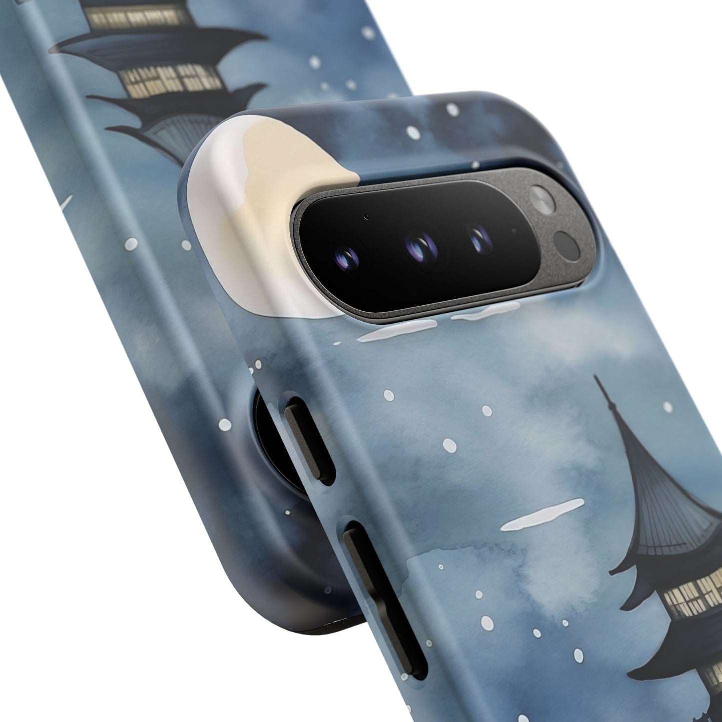 Winter Themed Phone Case, Night Sky Cell Phone Cover, Cozy Snowy Scene, Gift for Nature Lovers, Customizable Case