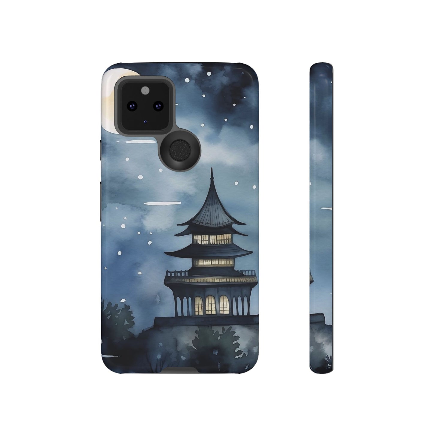 Winter Themed Phone Case, Night Sky Cell Phone Cover, Cozy Snowy Scene, Gift for Nature Lovers, Customizable Case