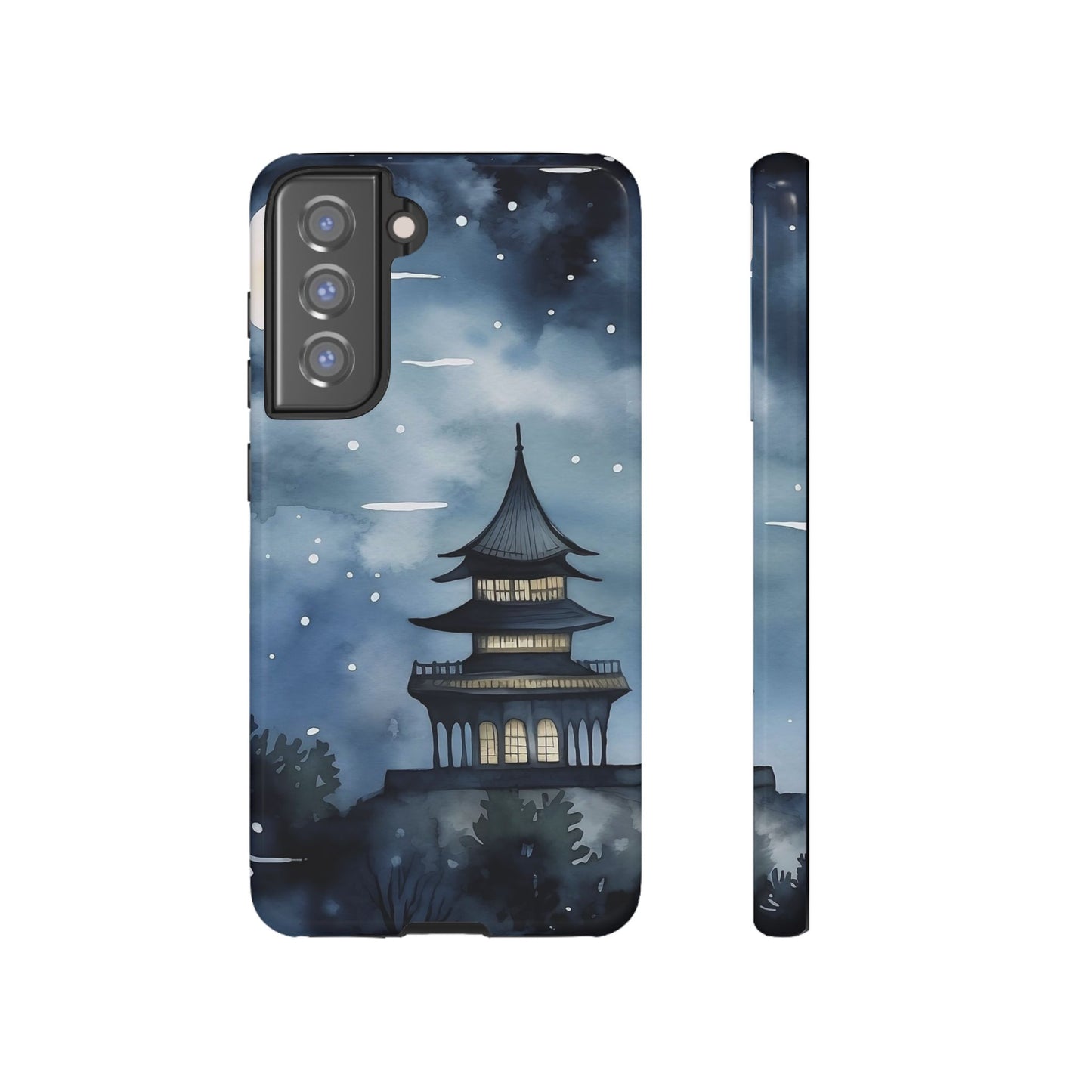 Winter Themed Phone Case, Night Sky Cell Phone Cover, Cozy Snowy Scene, Gift for Nature Lovers, Customizable Case