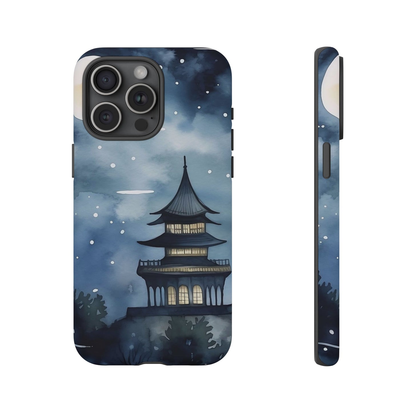 Winter Themed Phone Case, Night Sky Cell Phone Cover, Cozy Snowy Scene, Gift for Nature Lovers, Customizable Case