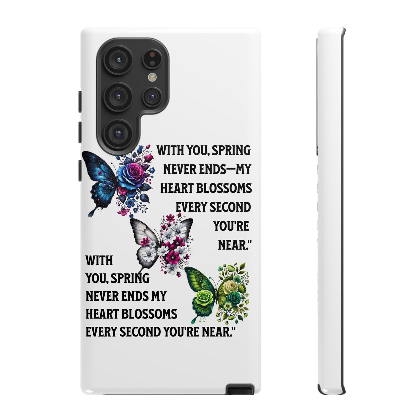 Floral Phone Case for Spring Lovers, Tough Cases, Inspirational Gift, Mother's Day Present, Floral Art Case, Butterfly Decor