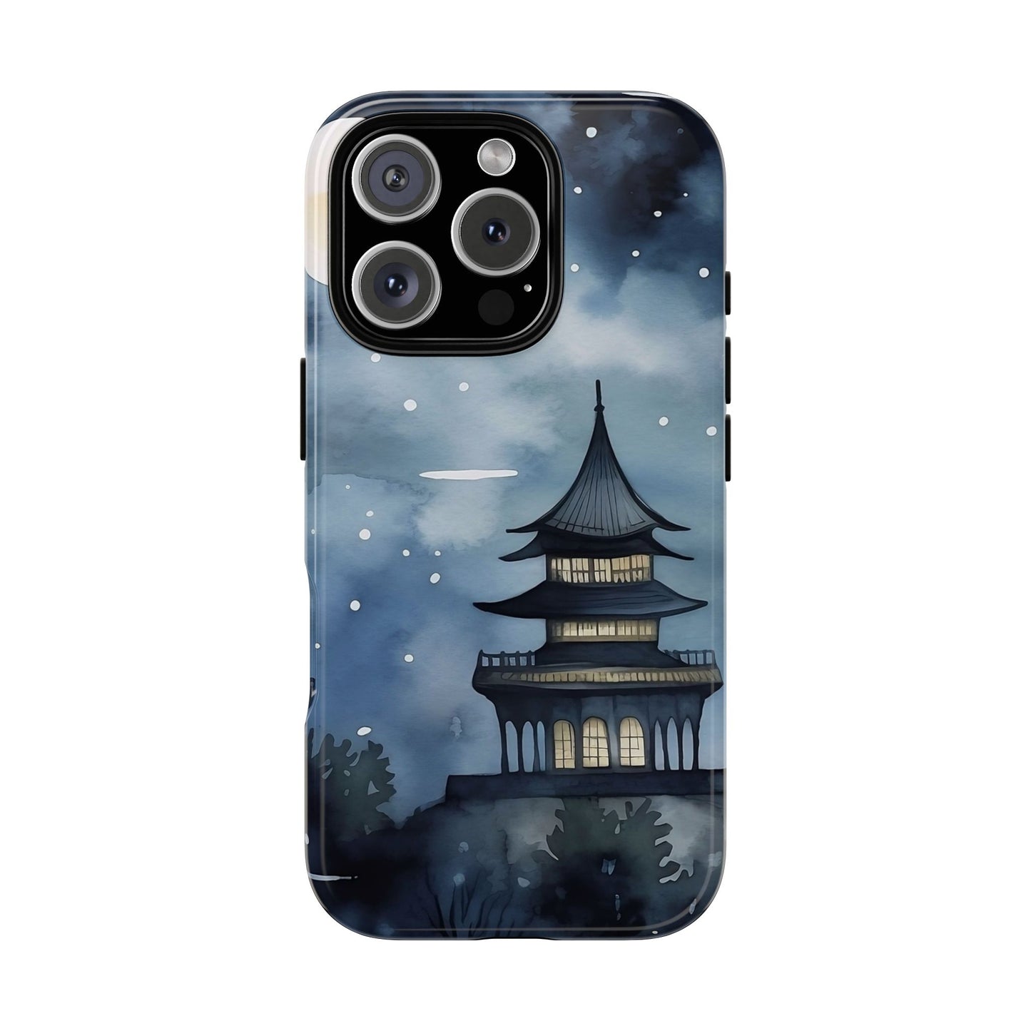 Winter Themed Phone Case, Night Sky Cell Phone Cover, Cozy Snowy Scene, Gift for Nature Lovers, Customizable Case