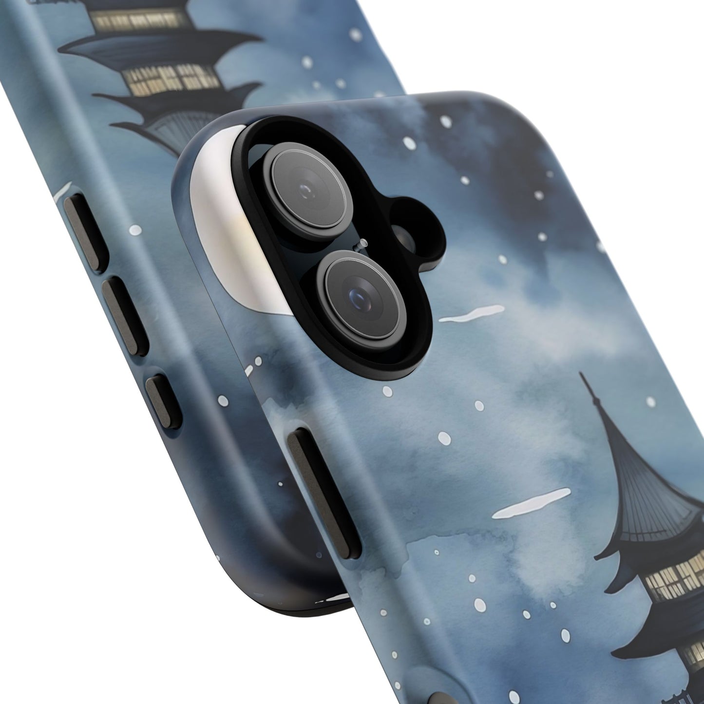 Winter Themed Phone Case, Night Sky Cell Phone Cover, Cozy Snowy Scene, Gift for Nature Lovers, Customizable Case
