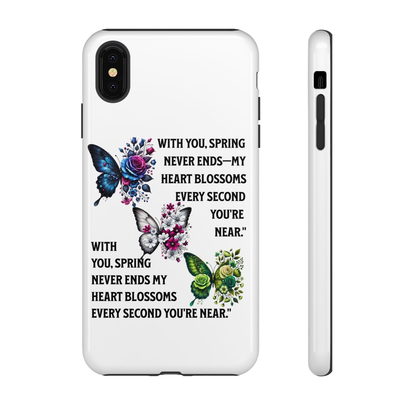 Floral Phone Case for Spring Lovers, Tough Cases, Inspirational Gift, Mother's Day Present, Floral Art Case, Butterfly Decor