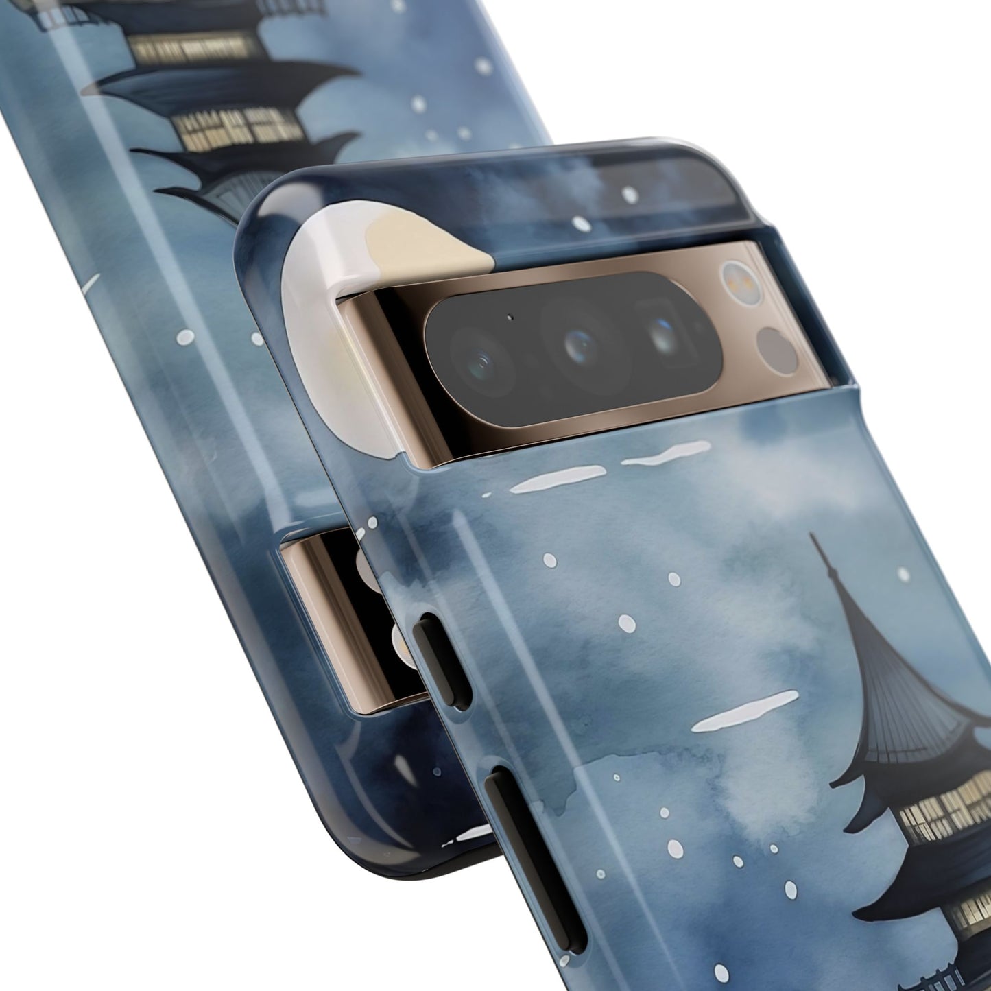 Winter Themed Phone Case, Night Sky Cell Phone Cover, Cozy Snowy Scene, Gift for Nature Lovers, Customizable Case