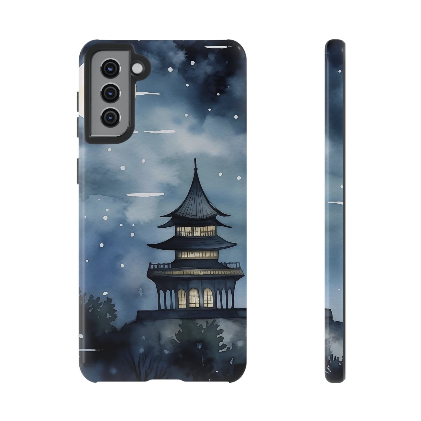 Winter Themed Phone Case, Night Sky Cell Phone Cover, Cozy Snowy Scene, Gift for Nature Lovers, Customizable Case
