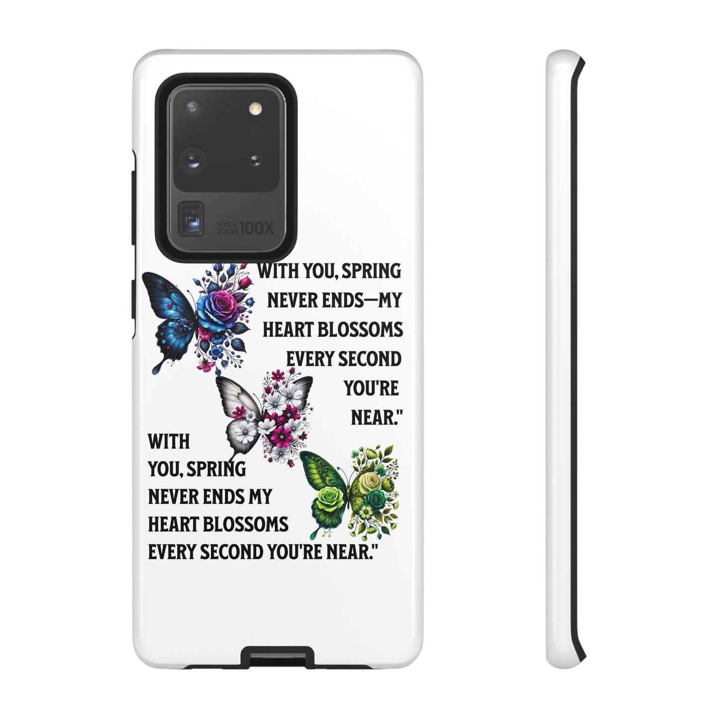 Floral Phone Case for Spring Lovers, Tough Cases, Inspirational Gift, Mother's Day Present, Floral Art Case, Butterfly Decor