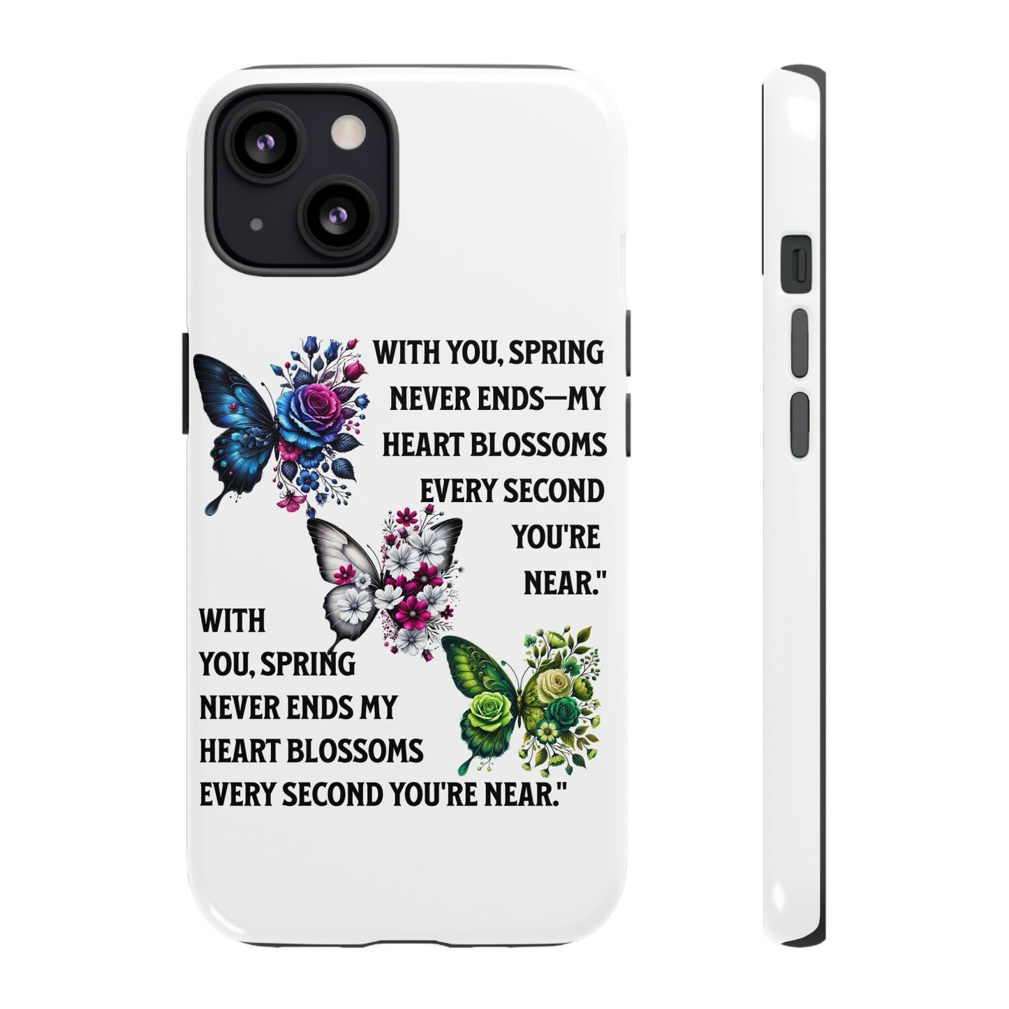 Floral Phone Case for Spring Lovers, Tough Cases, Inspirational Gift, Mother's Day Present, Floral Art Case, Butterfly Decor