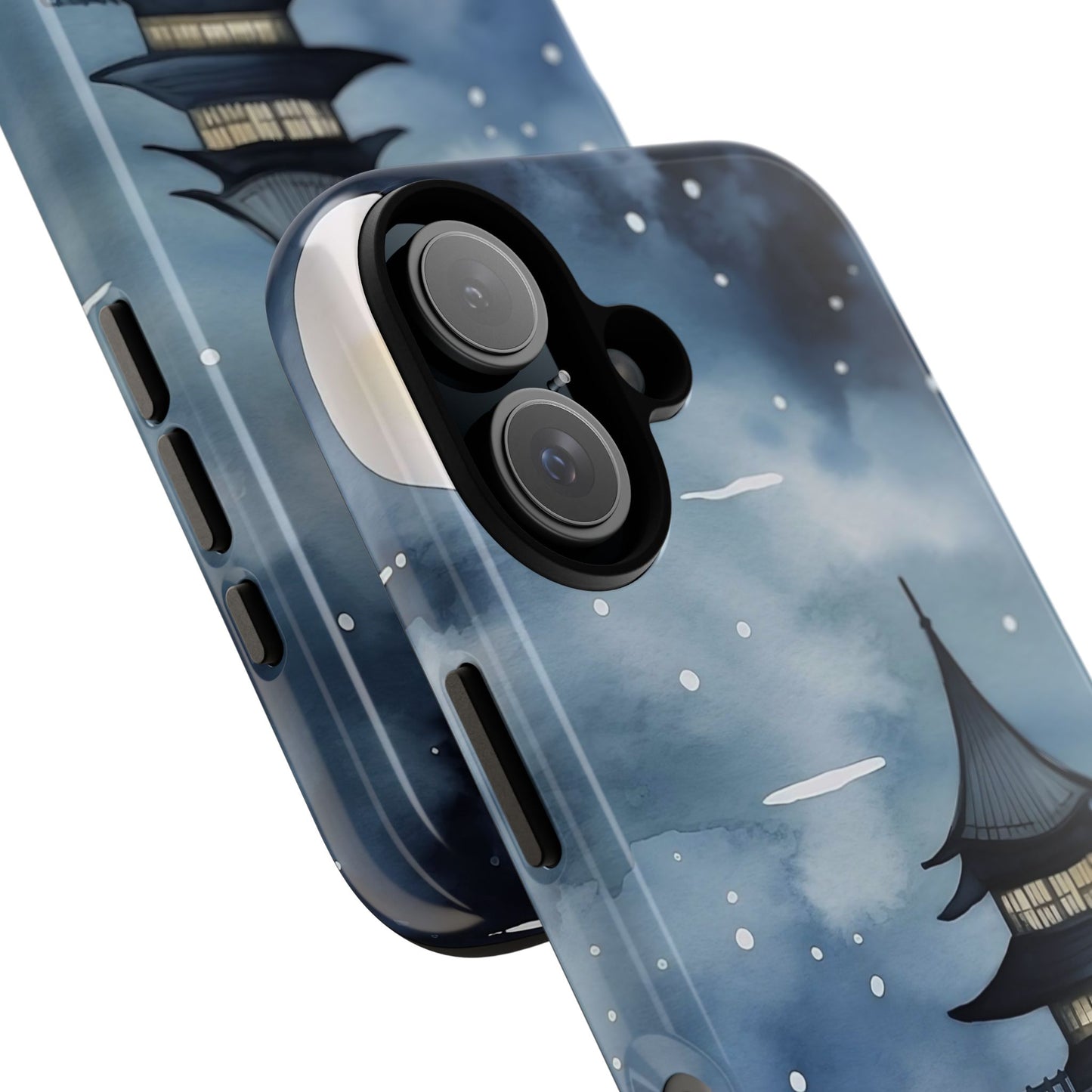 Winter Themed Phone Case, Night Sky Cell Phone Cover, Cozy Snowy Scene, Gift for Nature Lovers, Customizable Case