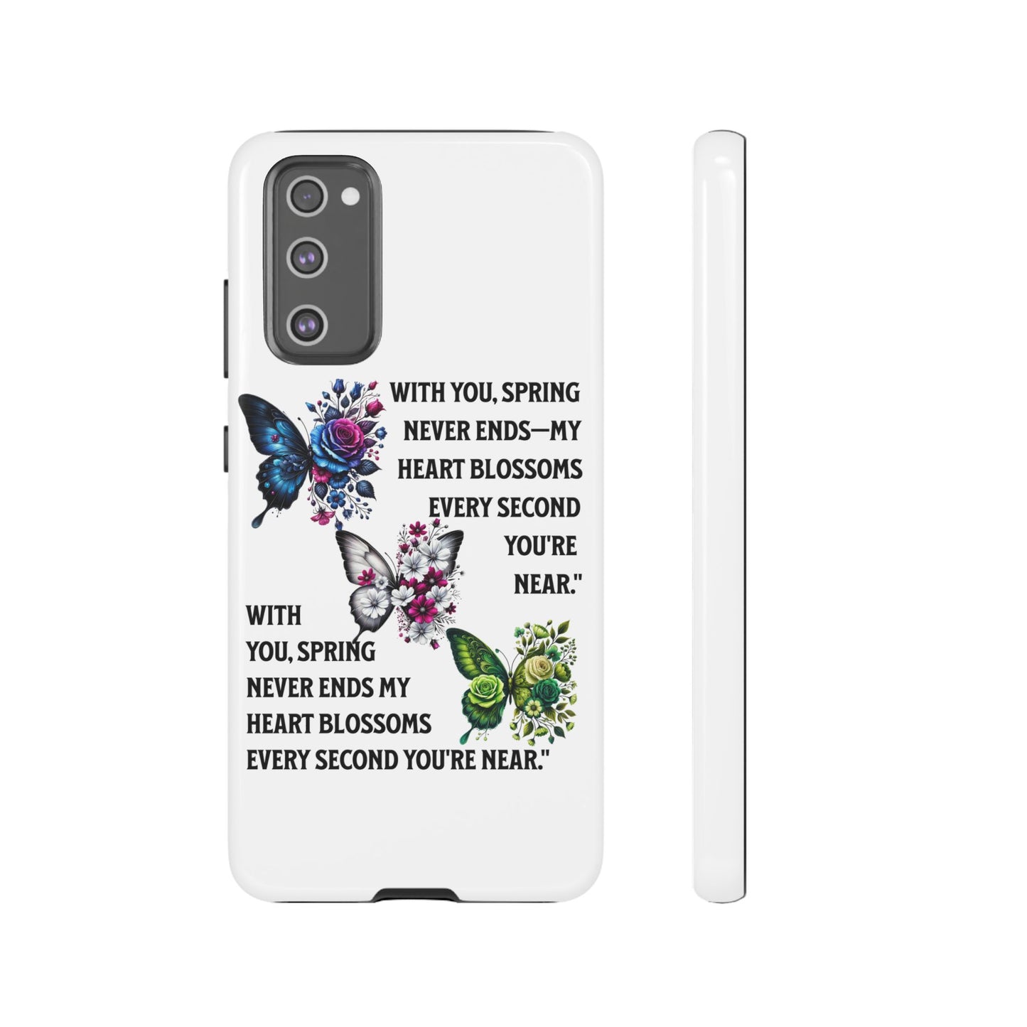 Floral Phone Case for Spring Lovers, Tough Cases, Inspirational Gift, Mother's Day Present, Floral Art Case, Butterfly Decor