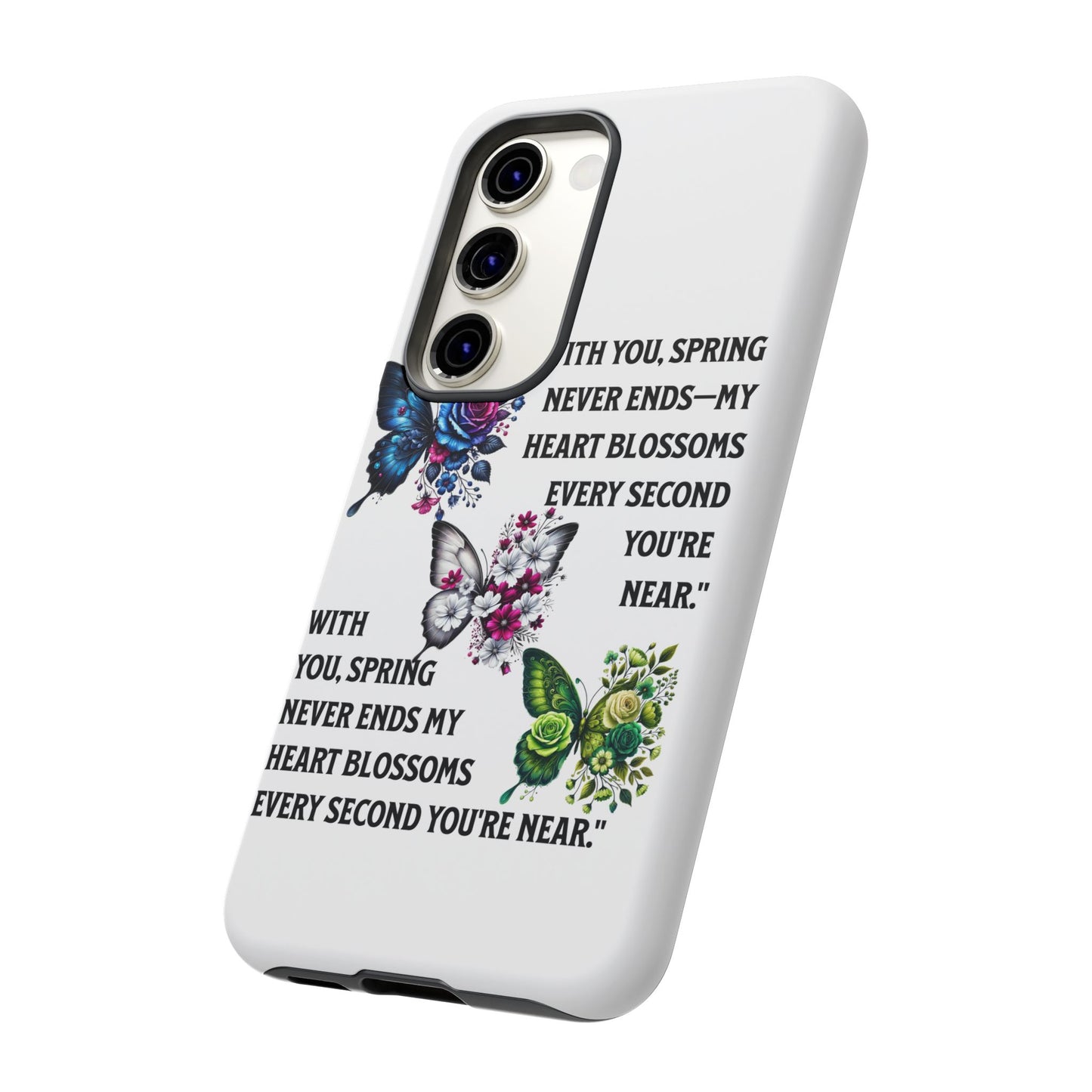 Floral Phone Case for Spring Lovers, Tough Cases, Inspirational Gift, Mother's Day Present, Floral Art Case, Butterfly Decor