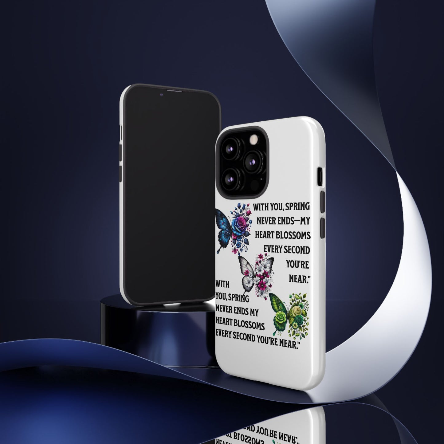 Floral Phone Case for Spring Lovers, Tough Cases, Inspirational Gift, Mother's Day Present, Floral Art Case, Butterfly Decor