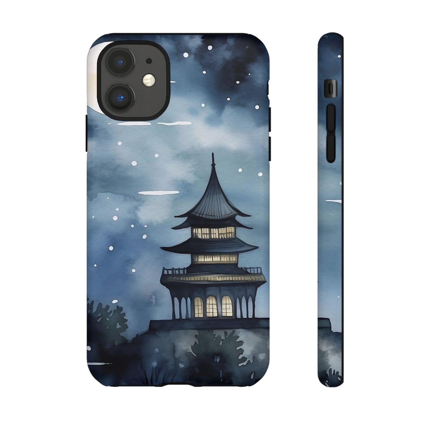Winter Themed Phone Case, Night Sky Cell Phone Cover, Cozy Snowy Scene, Gift for Nature Lovers, Customizable Case