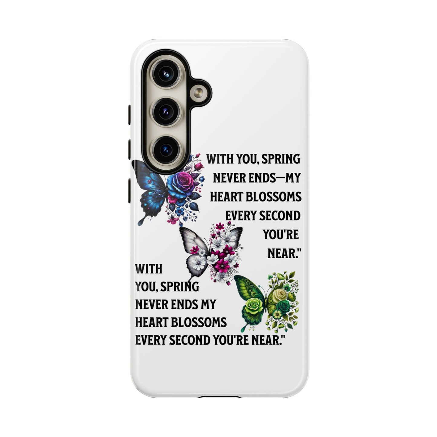 Floral Phone Case for Spring Lovers, Tough Cases, Inspirational Gift, Mother's Day Present, Floral Art Case, Butterfly Decor
