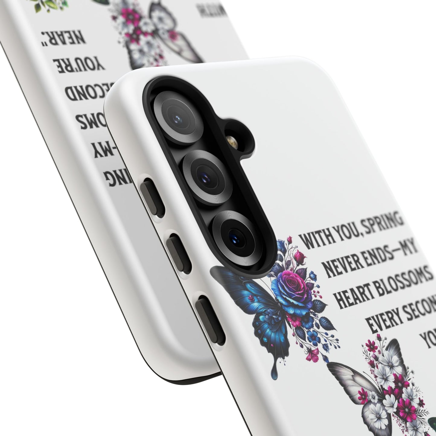 Floral Phone Case for Spring Lovers, Tough Cases, Inspirational Gift, Mother's Day Present, Floral Art Case, Butterfly Decor