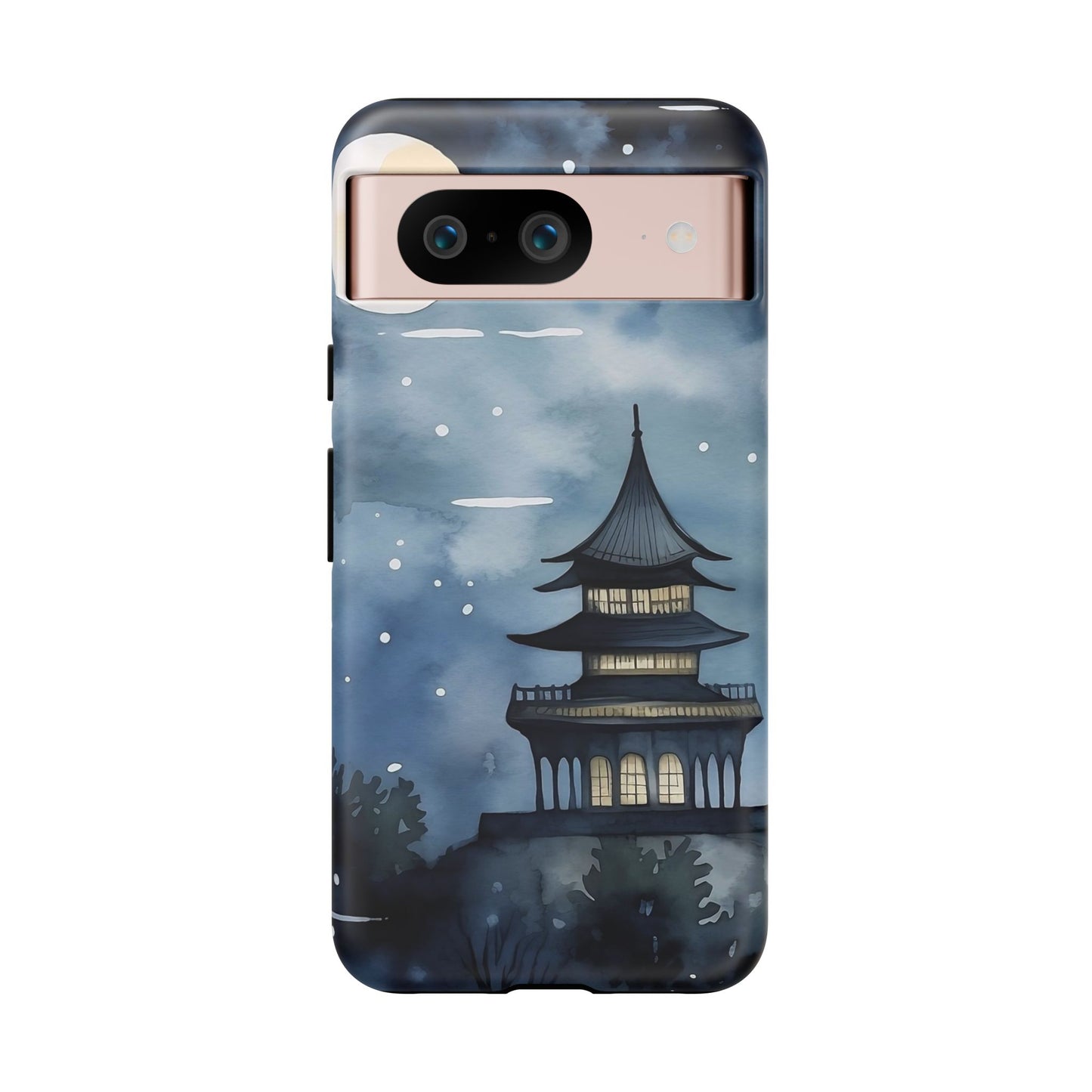 Winter Themed Phone Case, Night Sky Cell Phone Cover, Cozy Snowy Scene, Gift for Nature Lovers, Customizable Case