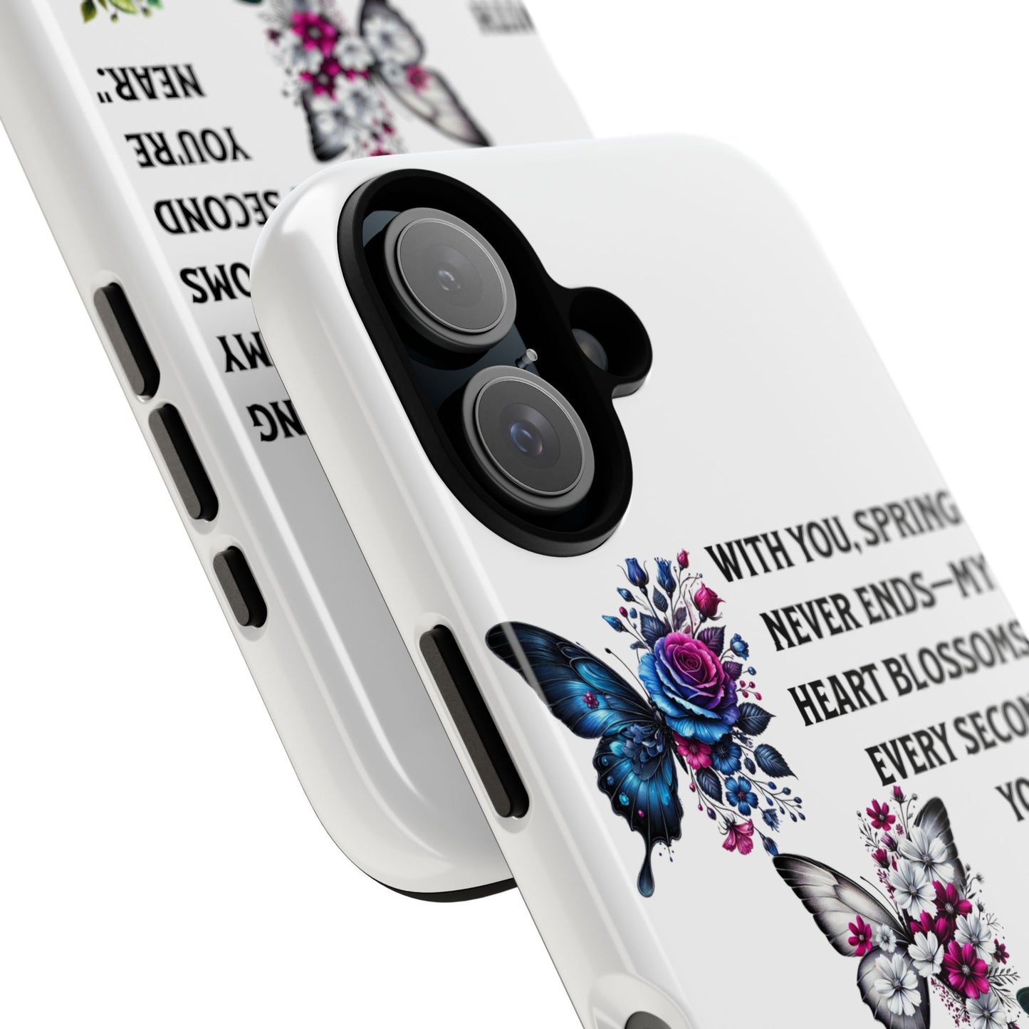 Floral Phone Case for Spring Lovers, Tough Cases, Inspirational Gift, Mother's Day Present, Floral Art Case, Butterfly Decor