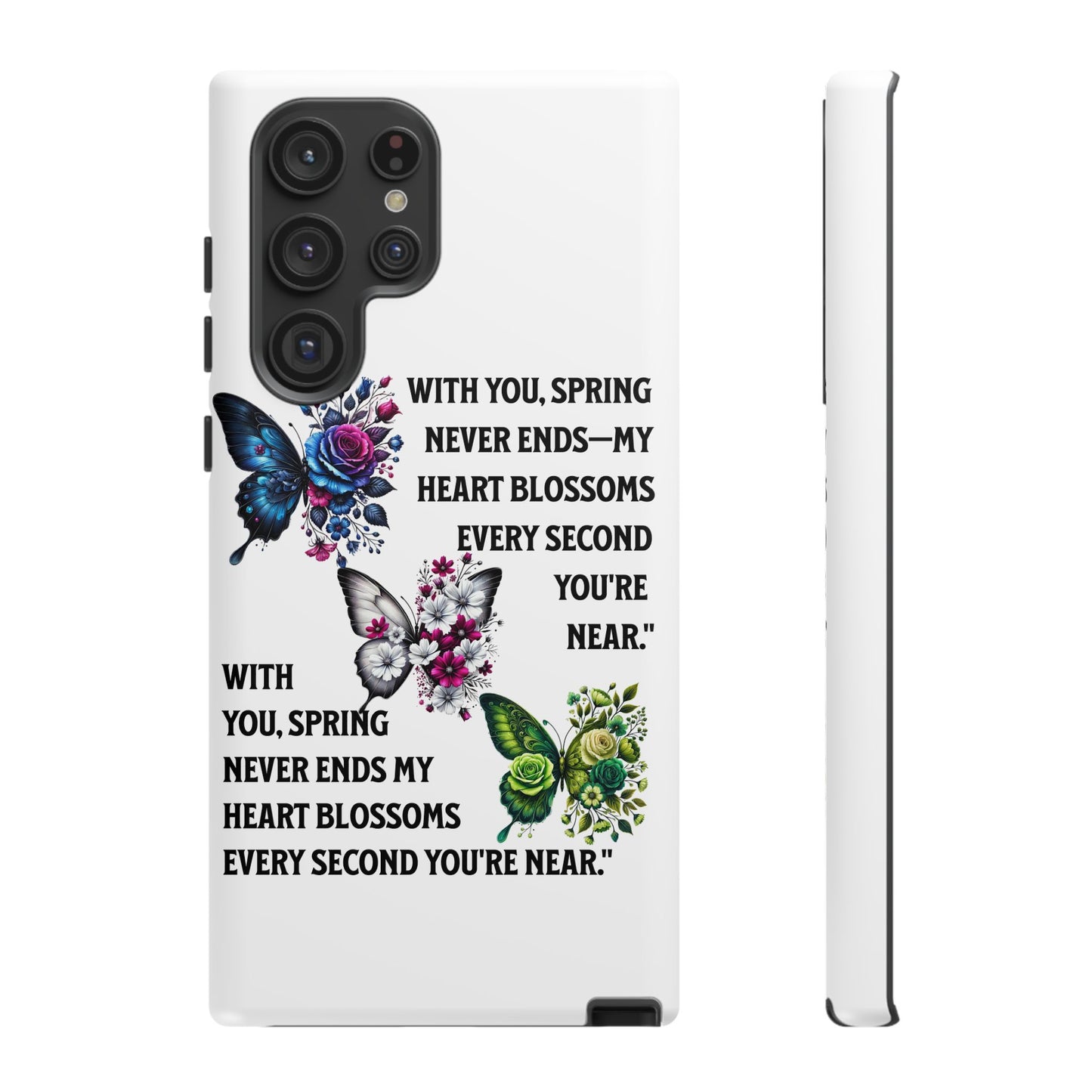 Floral Phone Case for Spring Lovers, Tough Cases, Inspirational Gift, Mother's Day Present, Floral Art Case, Butterfly Decor