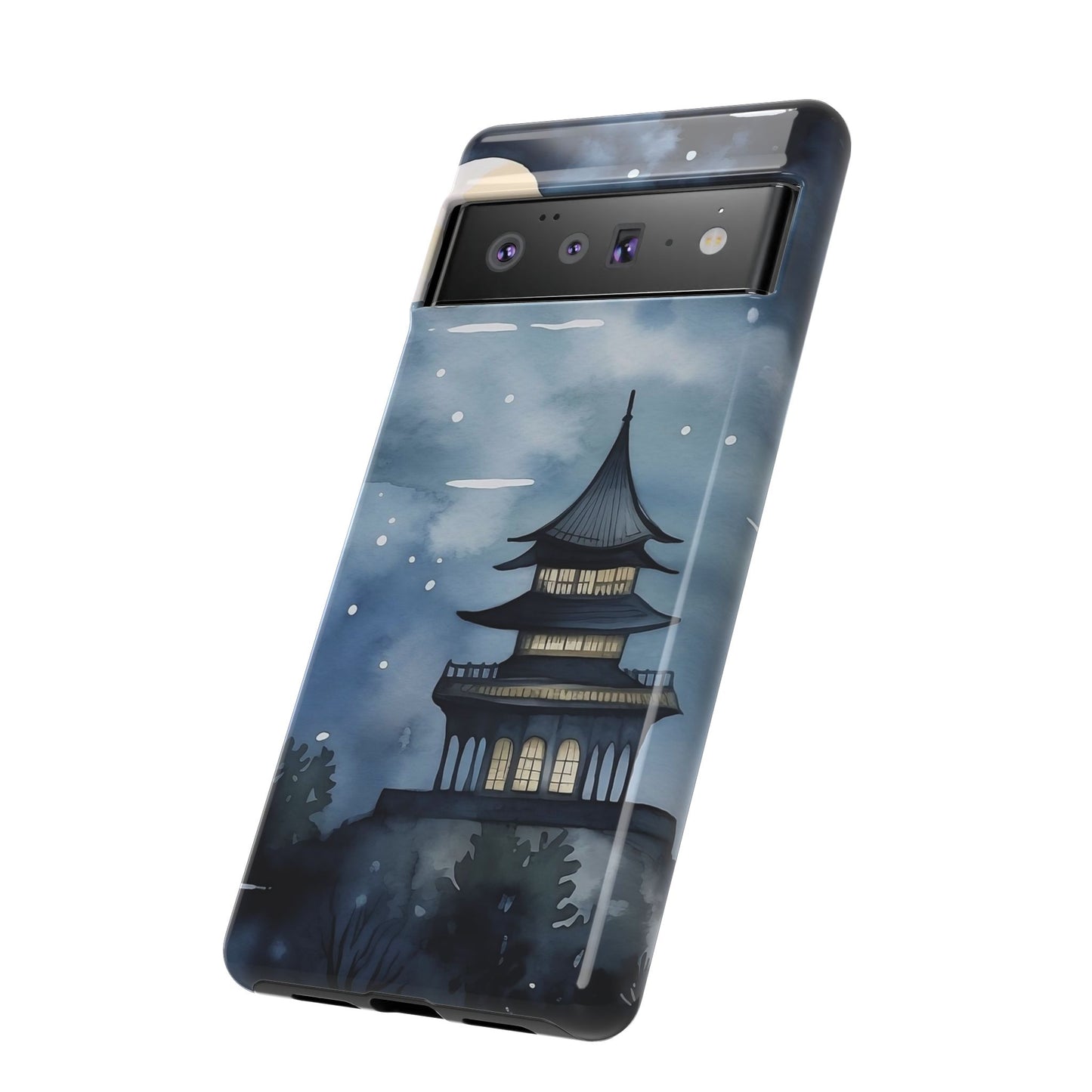 Winter Themed Phone Case, Night Sky Cell Phone Cover, Cozy Snowy Scene, Gift for Nature Lovers, Customizable Case