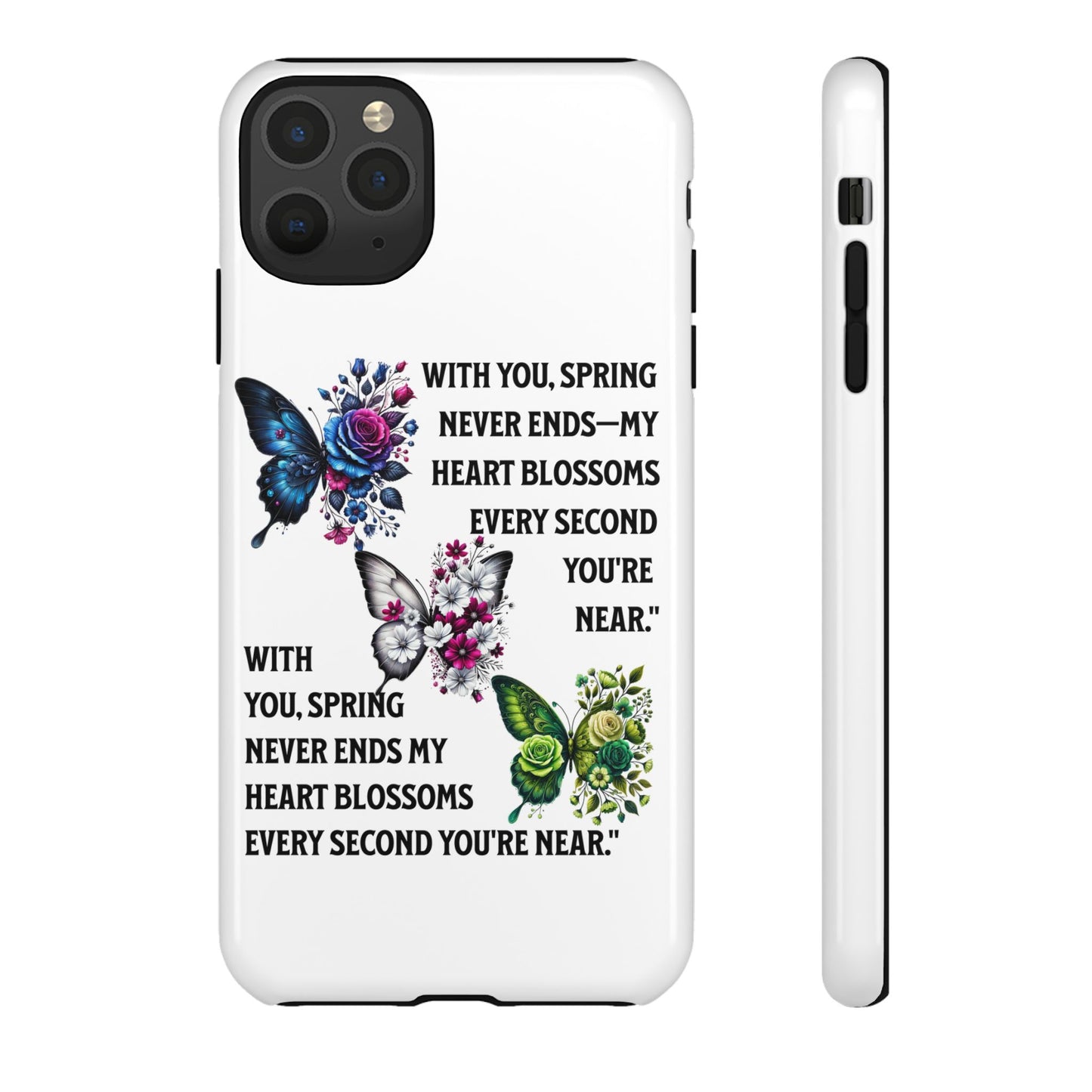 Floral Phone Case for Spring Lovers, Tough Cases, Inspirational Gift, Mother's Day Present, Floral Art Case, Butterfly Decor
