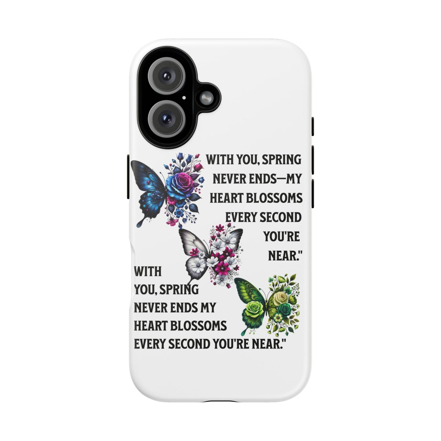 Floral Phone Case for Spring Lovers, Tough Cases, Inspirational Gift, Mother's Day Present, Floral Art Case, Butterfly Decor