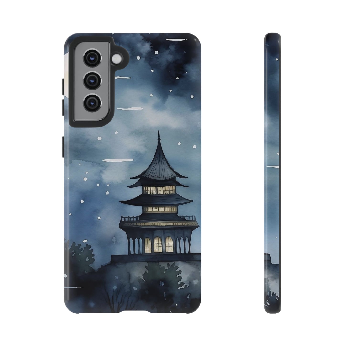 Winter Themed Phone Case, Night Sky Cell Phone Cover, Cozy Snowy Scene, Gift for Nature Lovers, Customizable Case