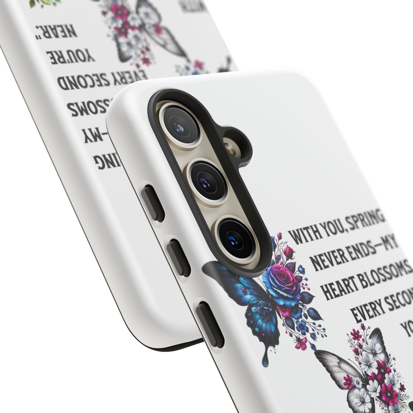 Floral Phone Case for Spring Lovers, Tough Cases, Inspirational Gift, Mother's Day Present, Floral Art Case, Butterfly Decor