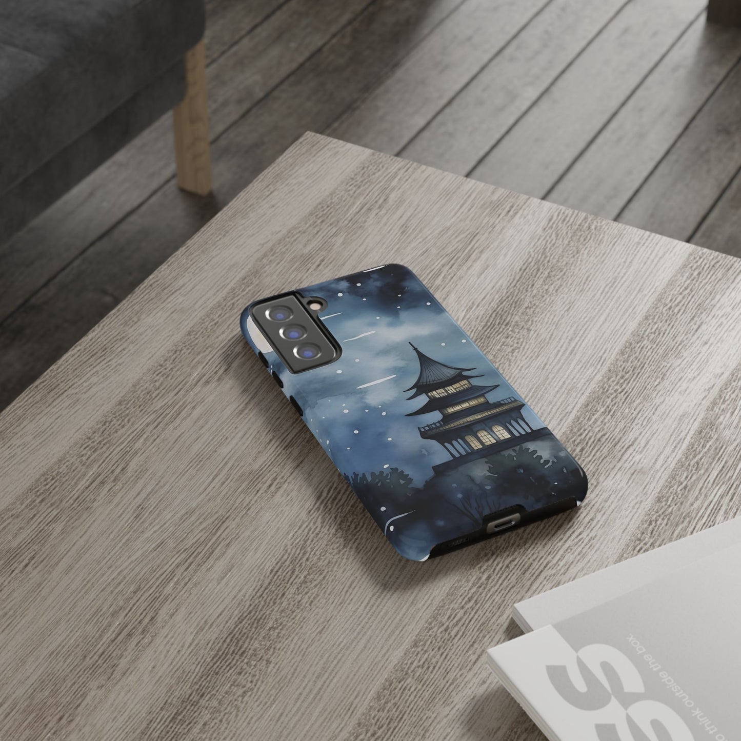 Winter Themed Phone Case, Night Sky Cell Phone Cover, Cozy Snowy Scene, Gift for Nature Lovers, Customizable Case