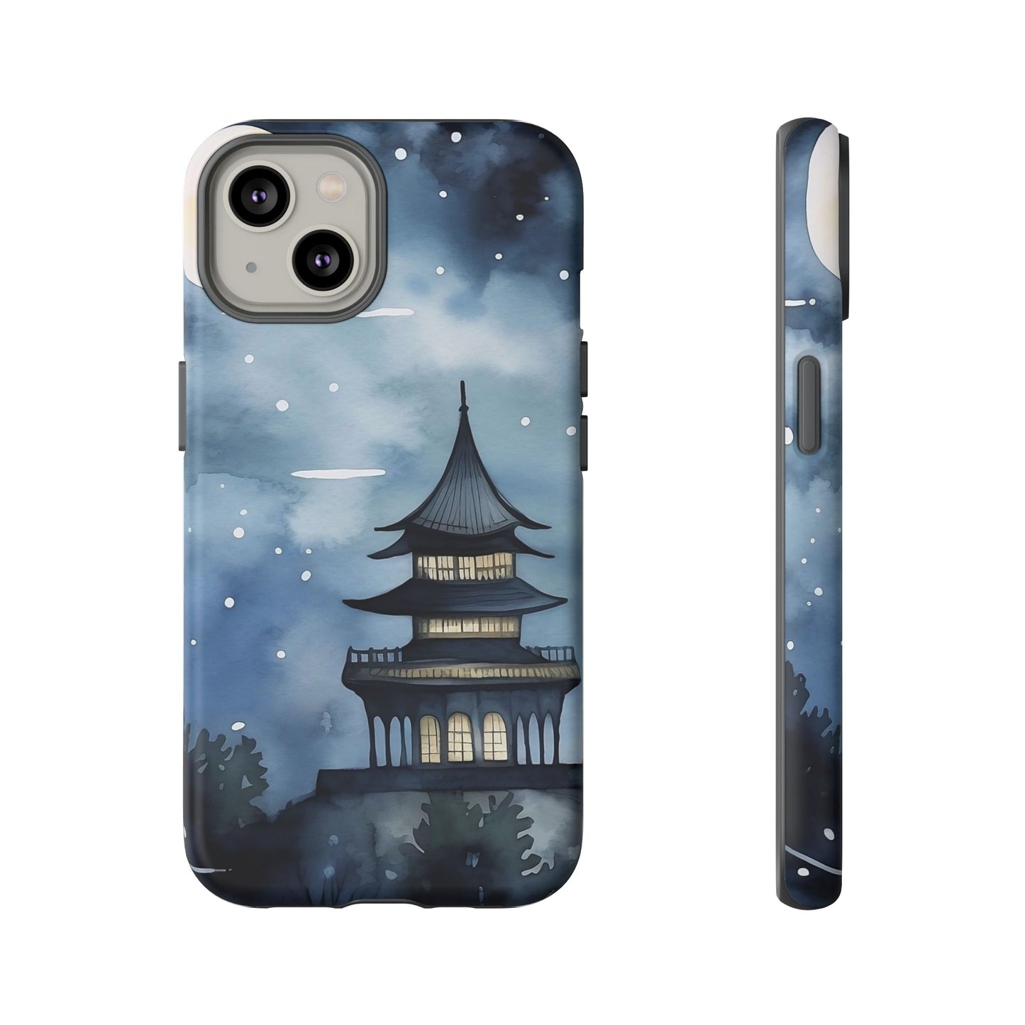 Winter Themed Phone Case, Night Sky Cell Phone Cover, Cozy Snowy Scene, Gift for Nature Lovers, Customizable Case
