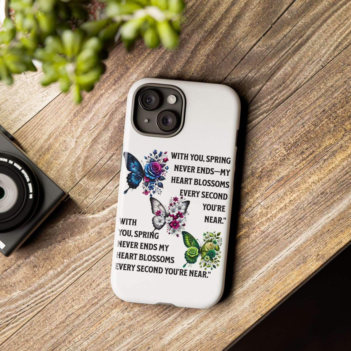 Floral Phone Case for Spring Lovers, Tough Cases, Inspirational Gift, Mother's Day Present, Floral Art Case, Butterfly Decor