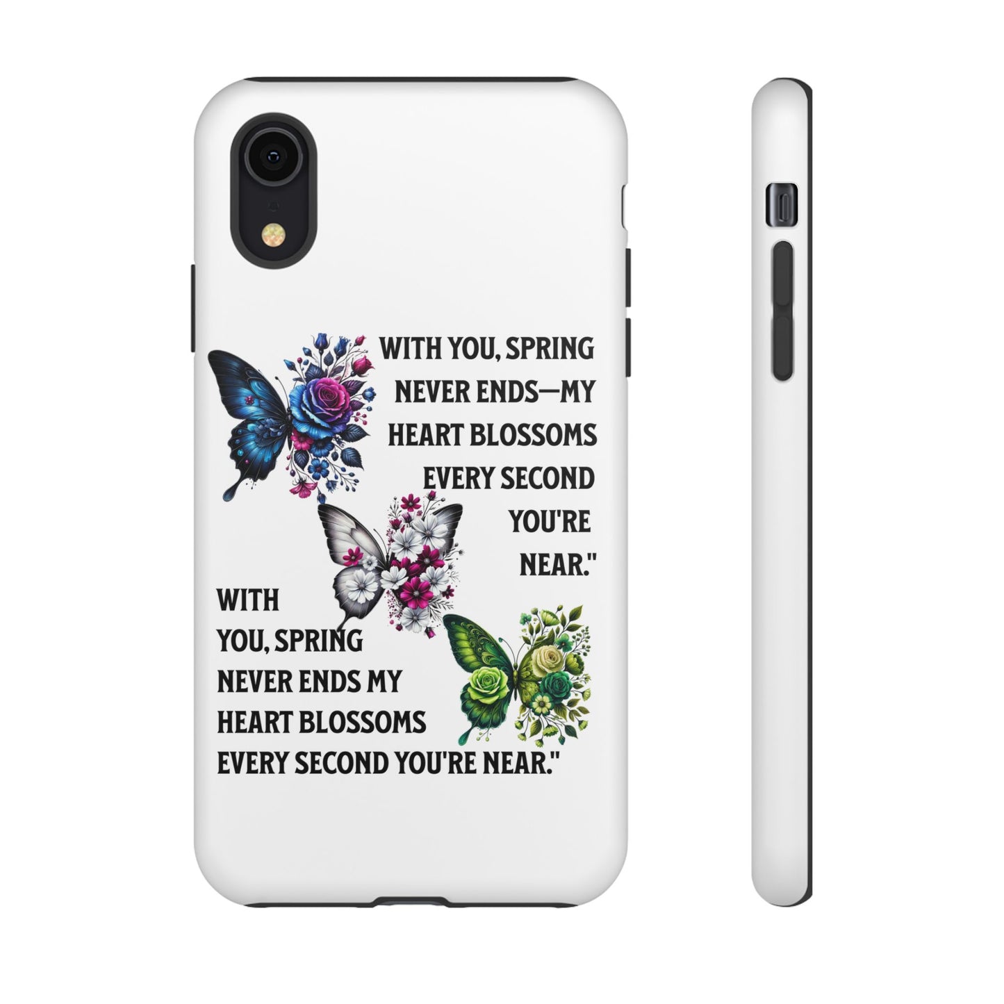 Floral Phone Case for Spring Lovers, Tough Cases, Inspirational Gift, Mother's Day Present, Floral Art Case, Butterfly Decor