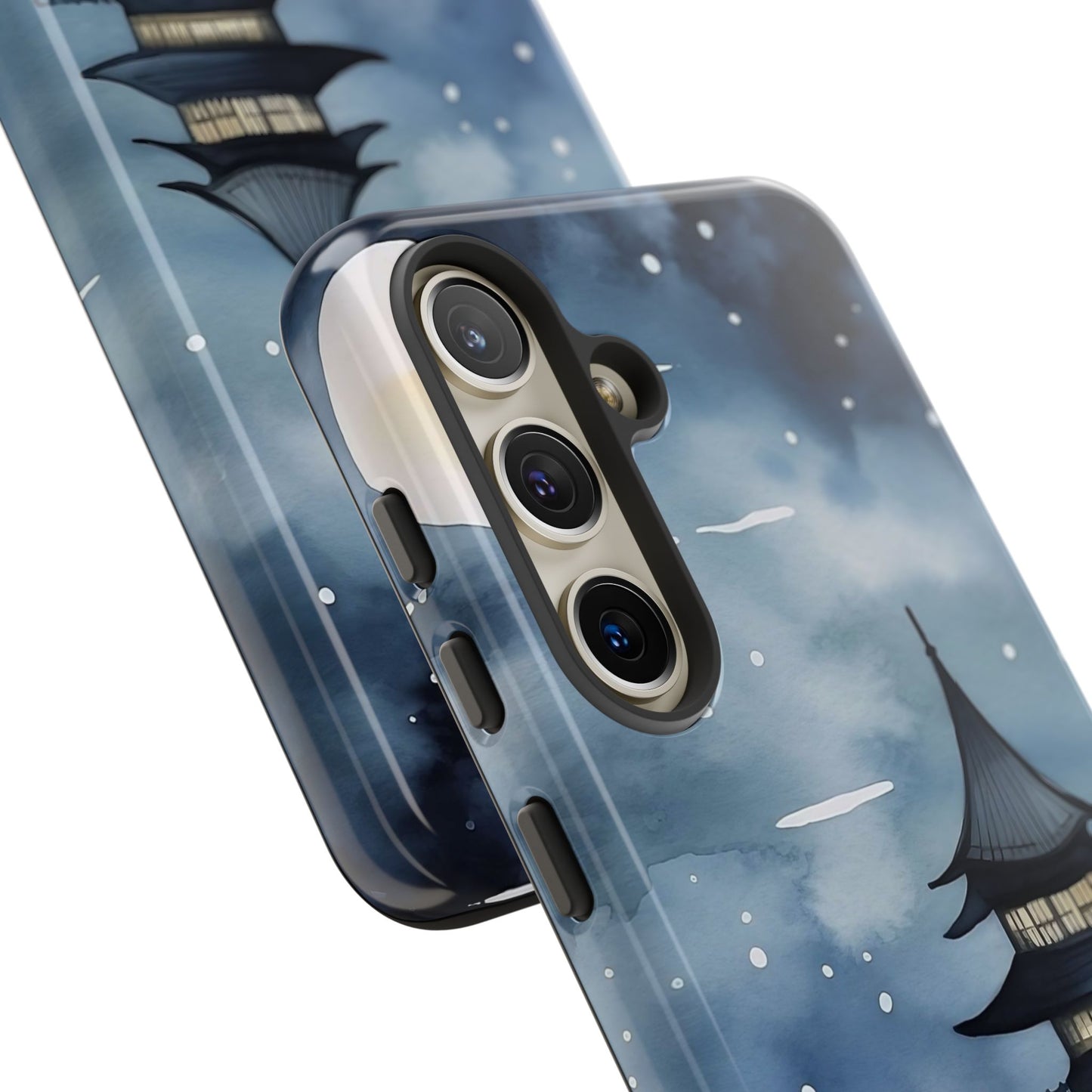 Winter Themed Phone Case, Night Sky Cell Phone Cover, Cozy Snowy Scene, Gift for Nature Lovers, Customizable Case