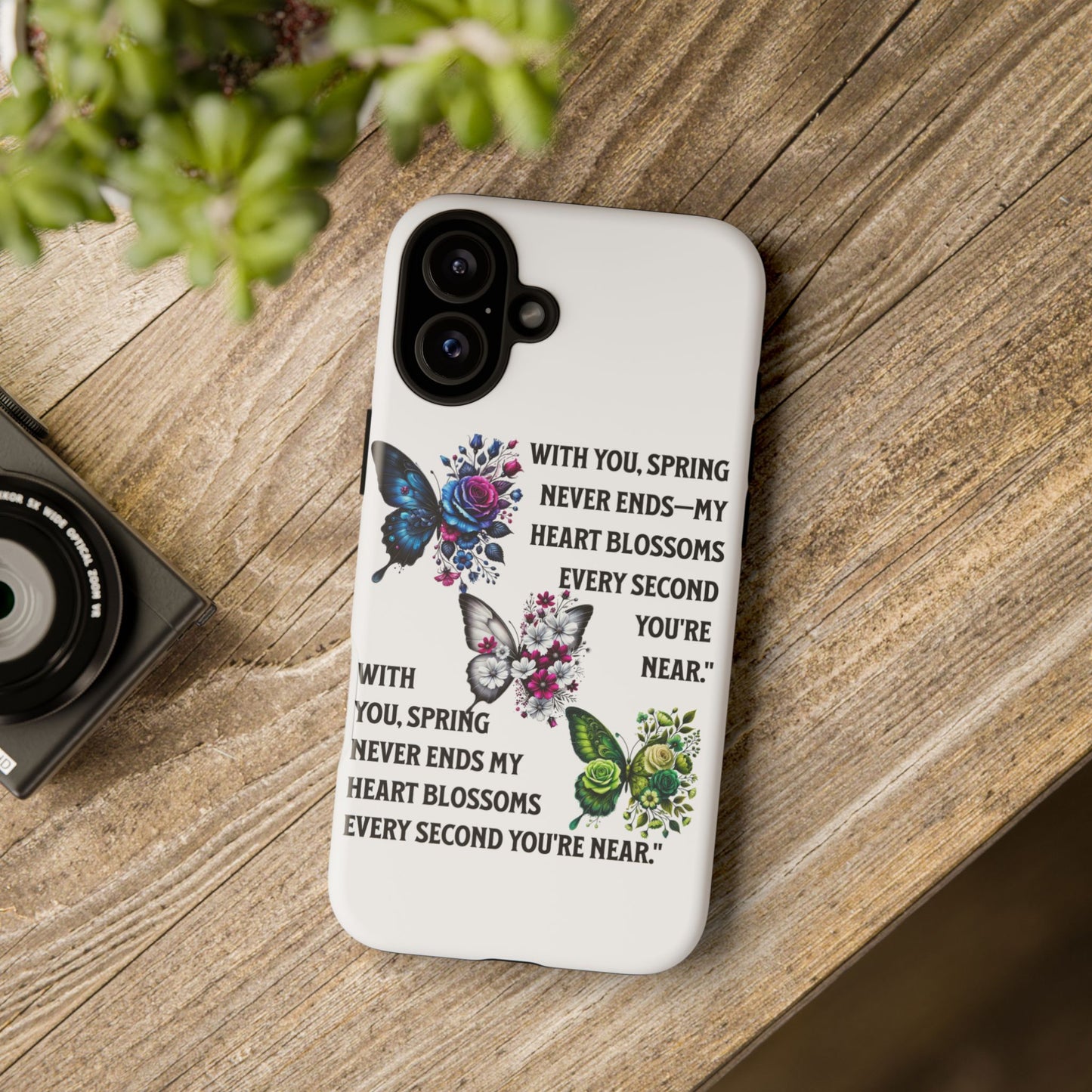 Floral Phone Case for Spring Lovers, Tough Cases, Inspirational Gift, Mother's Day Present, Floral Art Case, Butterfly Decor