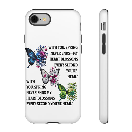 Floral Phone Case for Spring Lovers, Tough Cases, Inspirational Gift, Mother's Day Present, Floral Art Case, Butterfly Decor