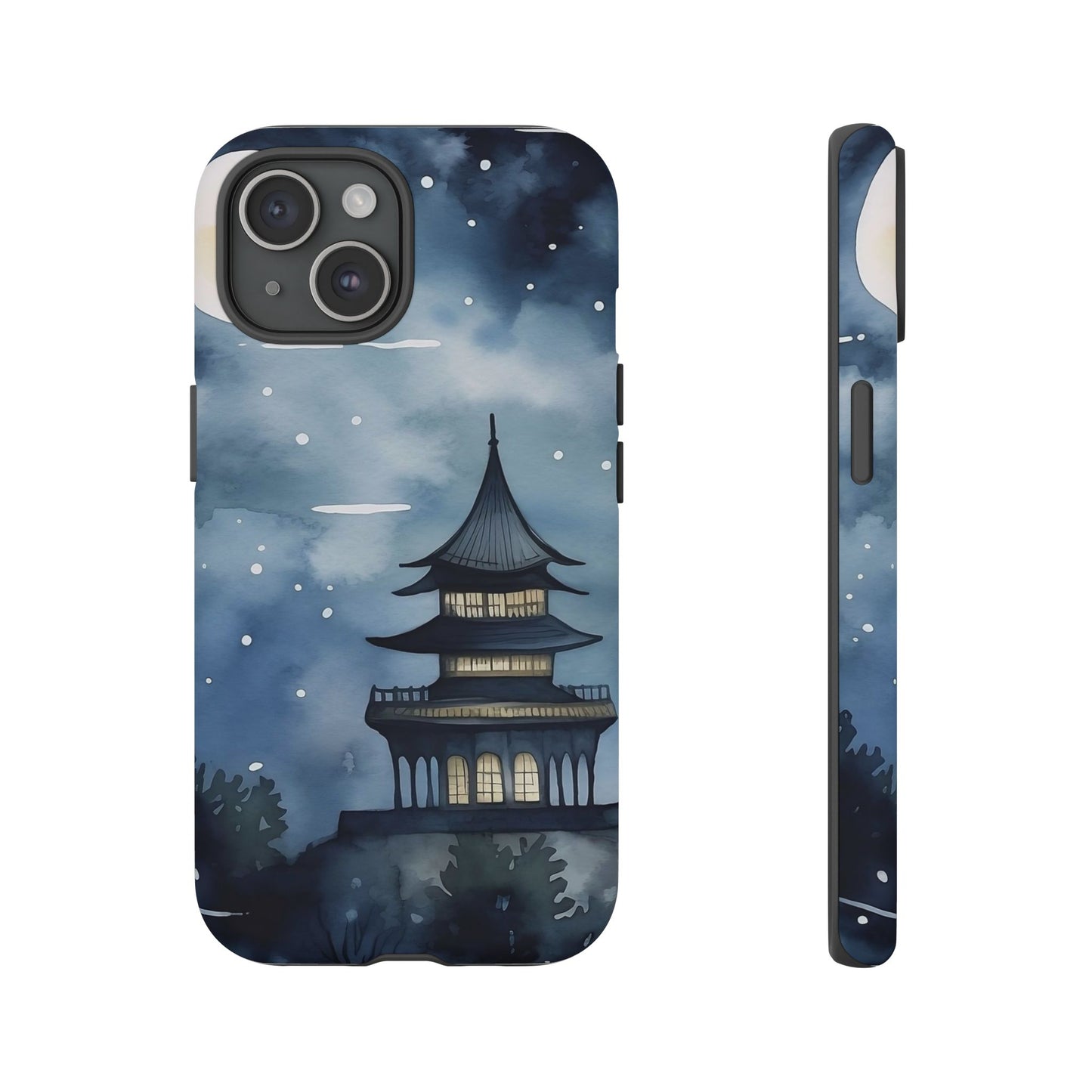 Winter Themed Phone Case, Night Sky Cell Phone Cover, Cozy Snowy Scene, Gift for Nature Lovers, Customizable Case