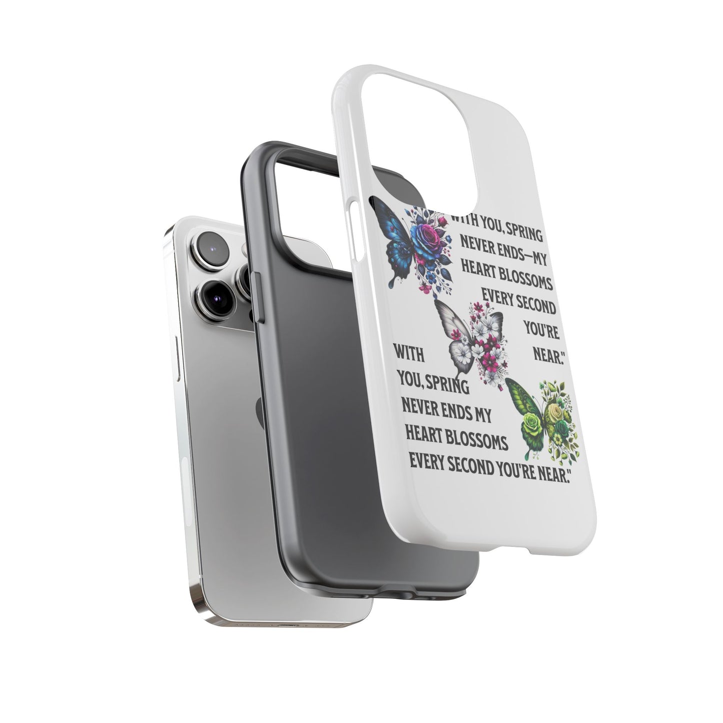 Floral Phone Case for Spring Lovers, Tough Cases, Inspirational Gift, Mother's Day Present, Floral Art Case, Butterfly Decor