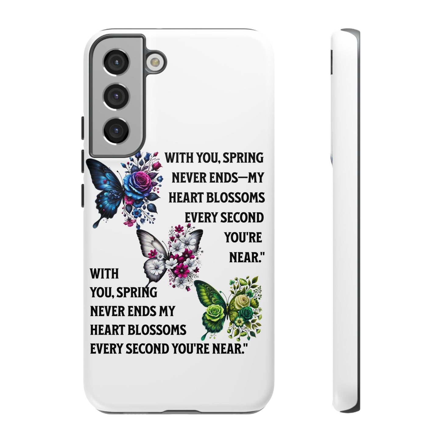 Floral Phone Case for Spring Lovers, Tough Cases, Inspirational Gift, Mother's Day Present, Floral Art Case, Butterfly Decor
