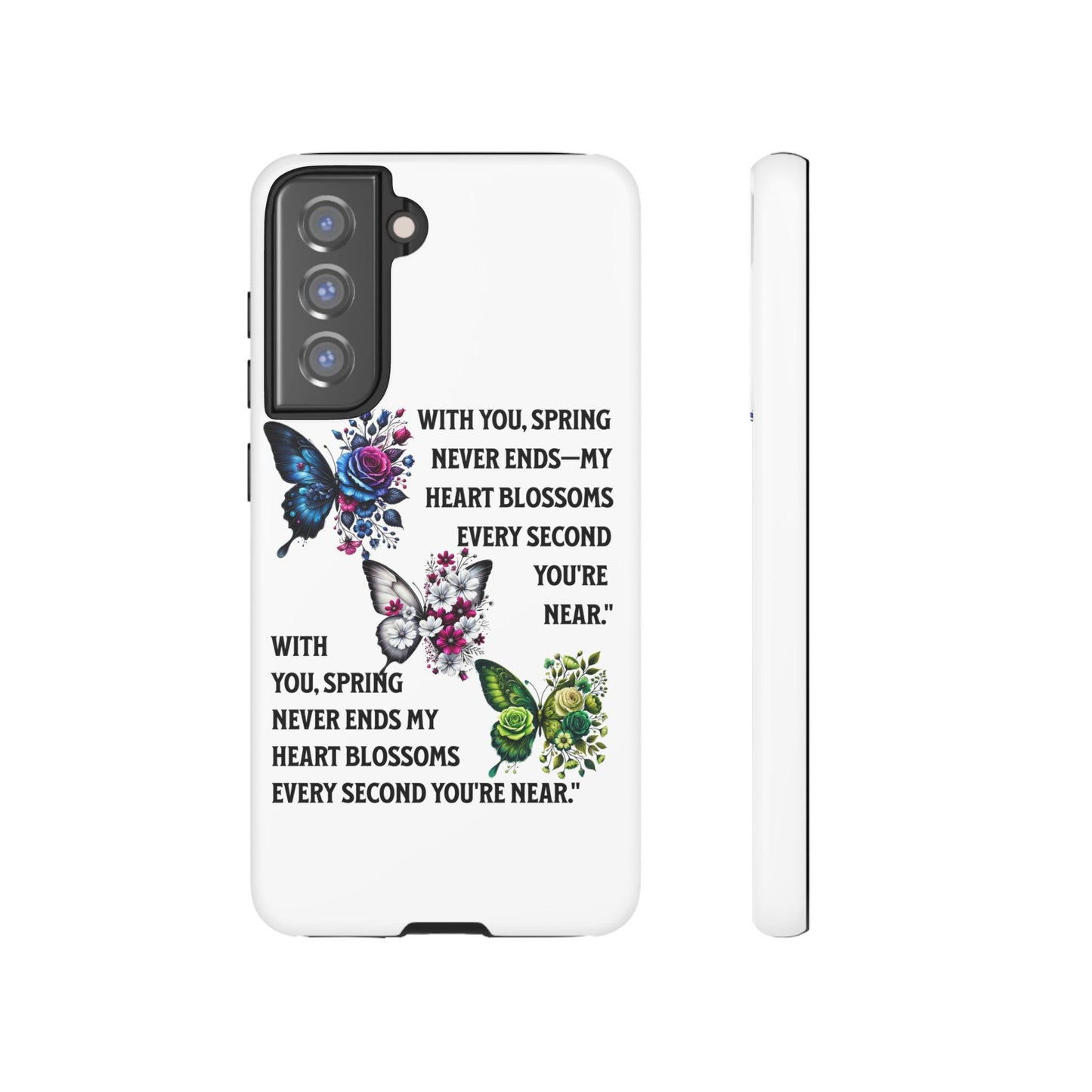 Floral Phone Case for Spring Lovers, Tough Cases, Inspirational Gift, Mother's Day Present, Floral Art Case, Butterfly Decor