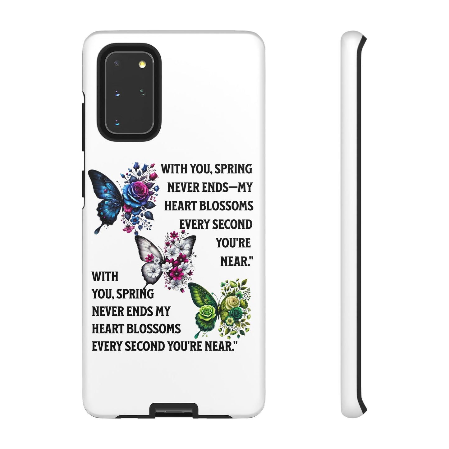 Floral Phone Case for Spring Lovers, Tough Cases, Inspirational Gift, Mother's Day Present, Floral Art Case, Butterfly Decor
