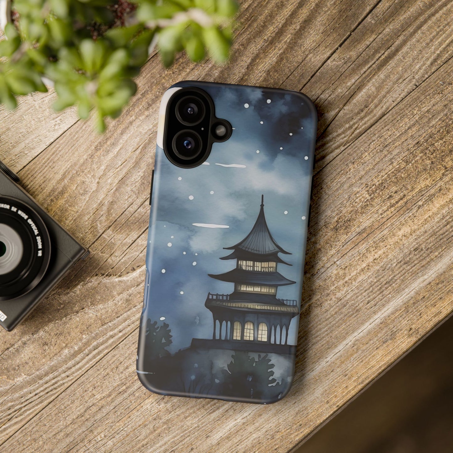 Winter Themed Phone Case, Night Sky Cell Phone Cover, Cozy Snowy Scene, Gift for Nature Lovers, Customizable Case