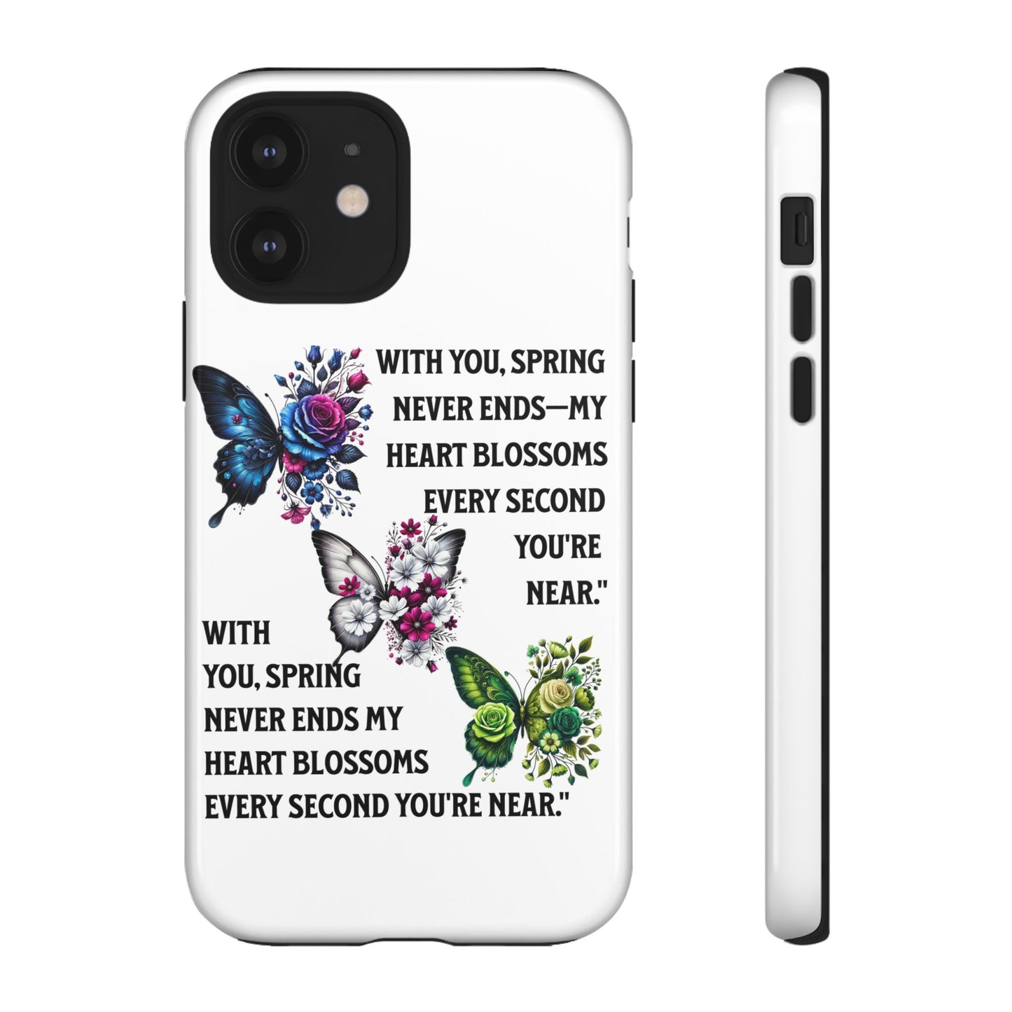 Floral Phone Case for Spring Lovers, Tough Cases, Inspirational Gift, Mother's Day Present, Floral Art Case, Butterfly Decor