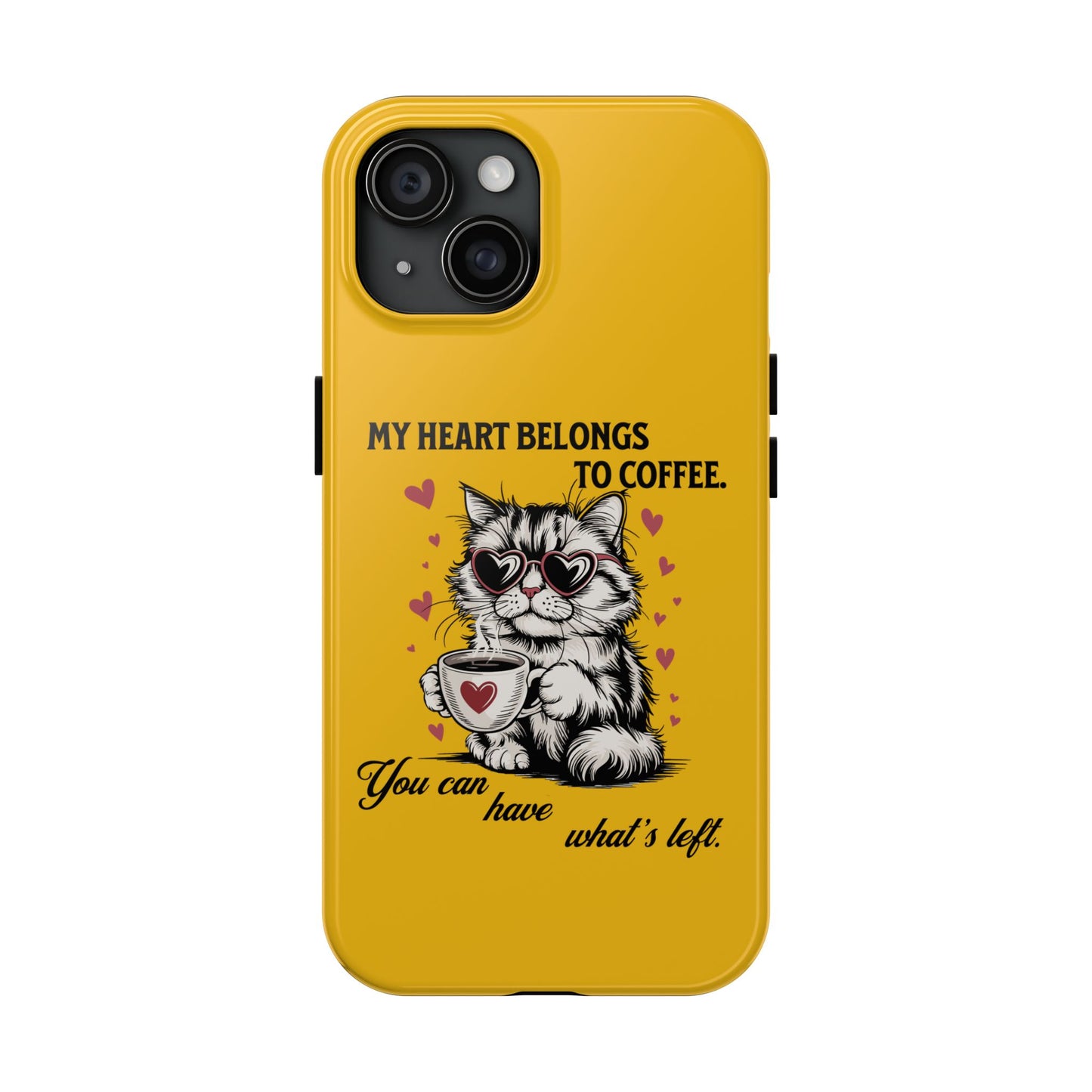Coffee Lover Cat Phone Case - Cute Tough Phone Cover, Cat Mom Gift, Pet Lover Accessory, Coffee Addict Case, Unique Phone Protector