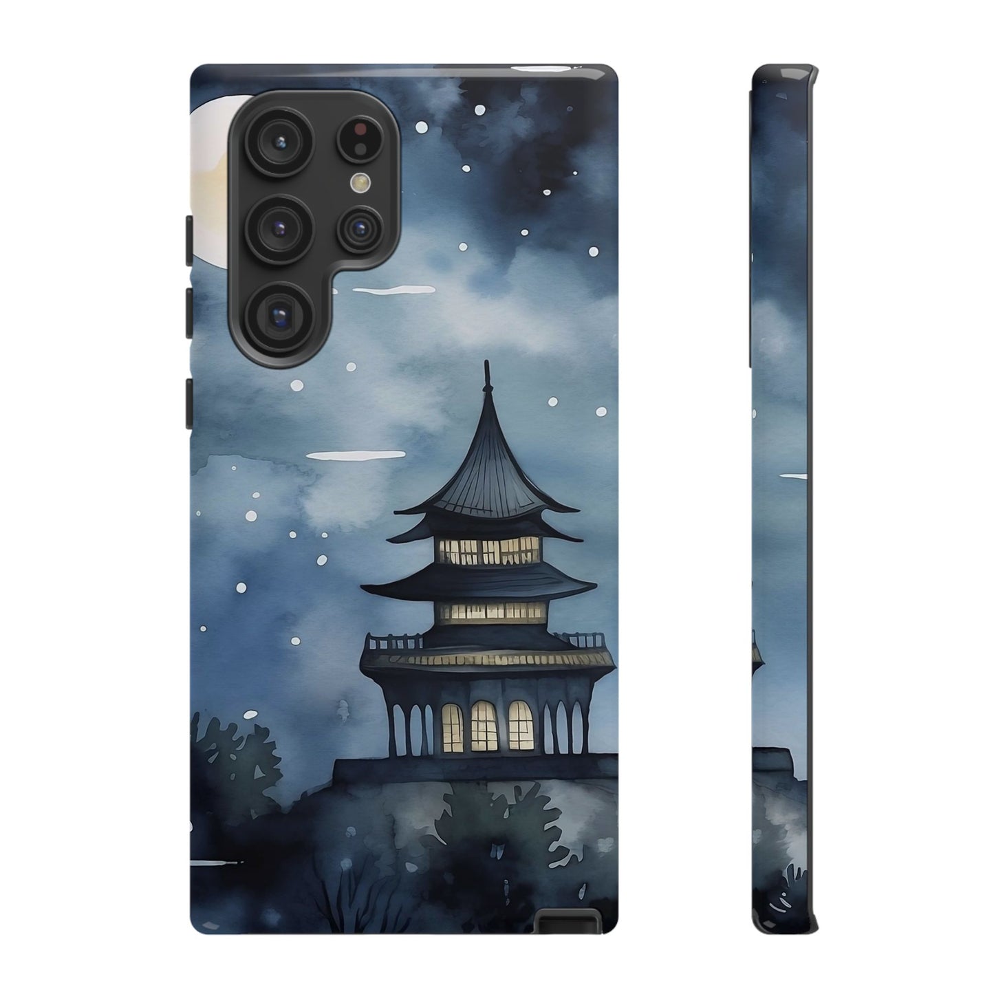 Winter Themed Phone Case, Night Sky Cell Phone Cover, Cozy Snowy Scene, Gift for Nature Lovers, Customizable Case