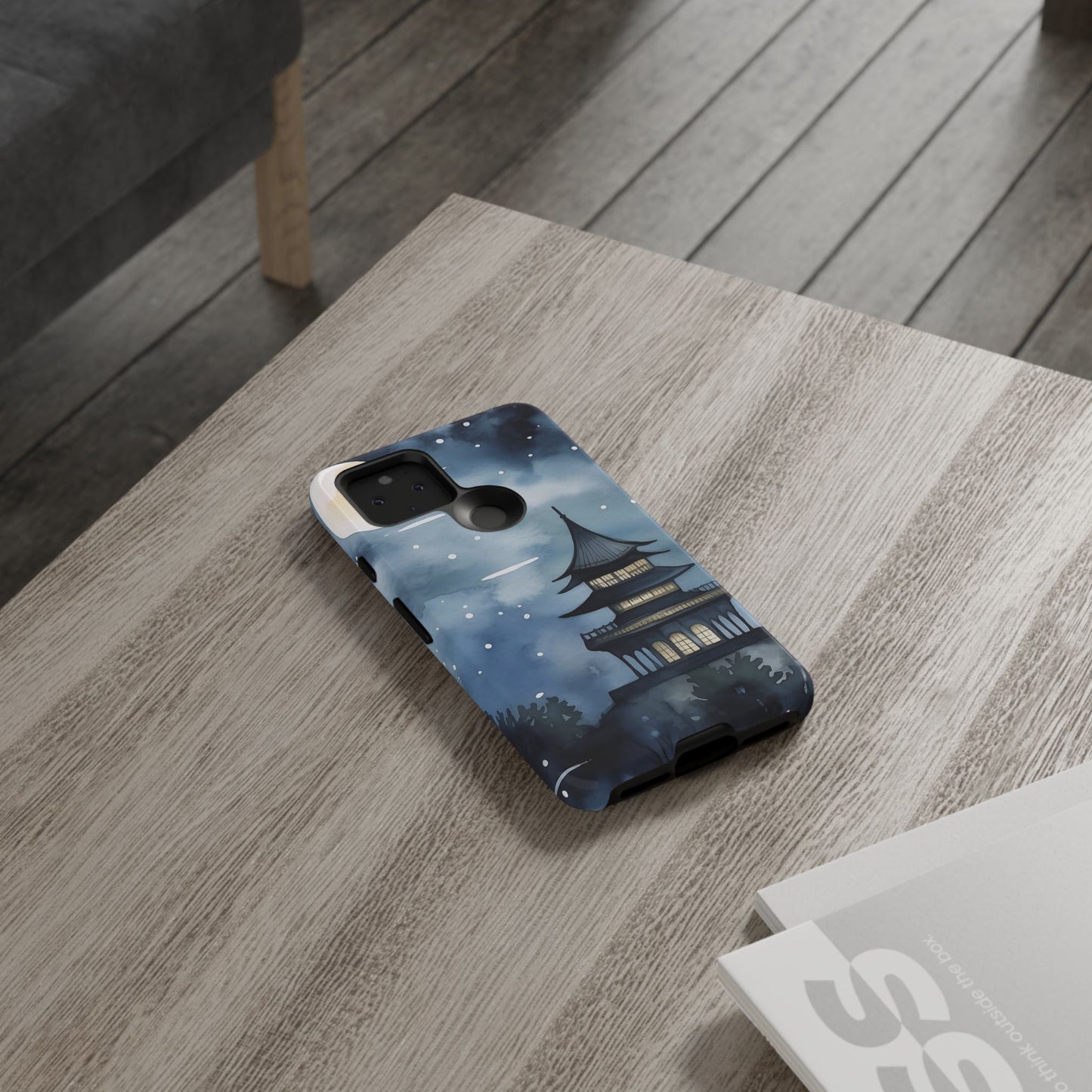 Winter Themed Phone Case, Night Sky Cell Phone Cover, Cozy Snowy Scene, Gift for Nature Lovers, Customizable Case